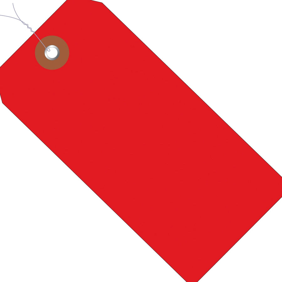 6 1/4 x 3 1/8 in Red Vinyl Shipping Tags Pre-Wired 100/Case G26063W - alias listing