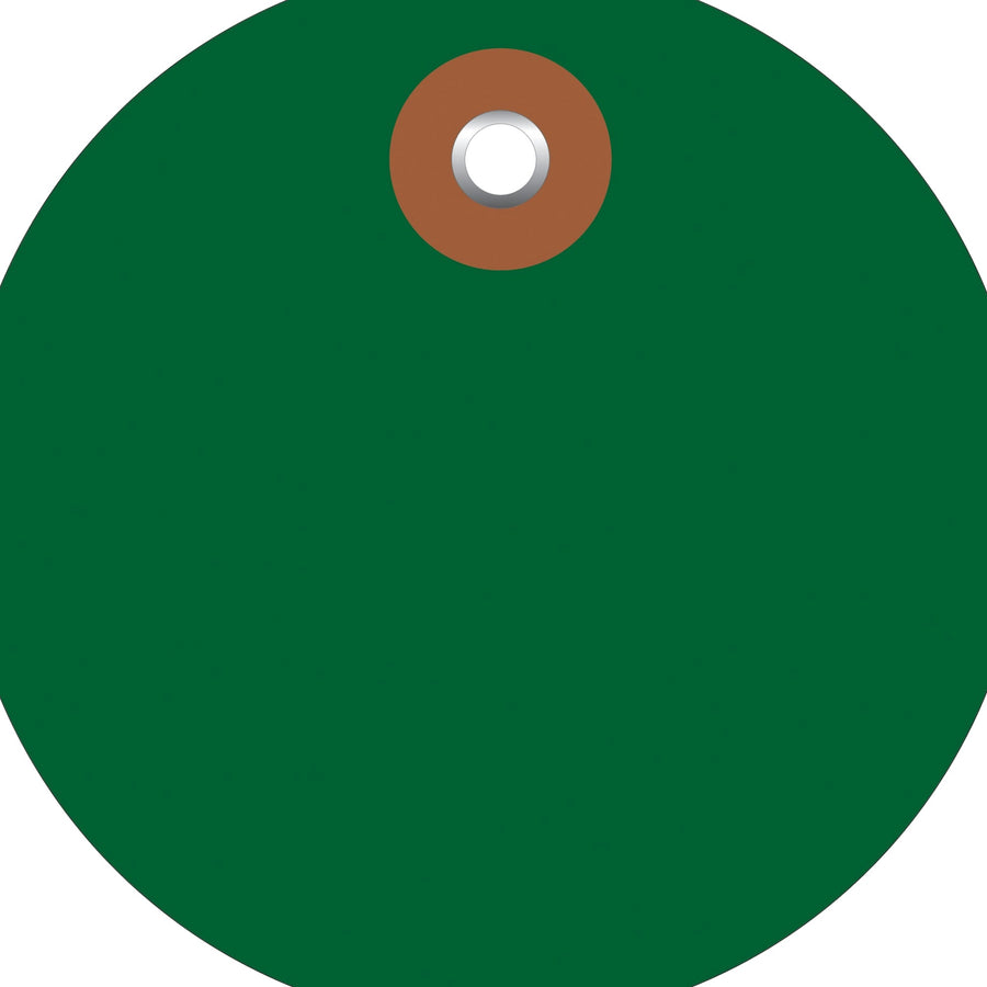 2 in Green Vinyl Circle Tags with Metal Eyelet 100/Case G26068 - alias listing