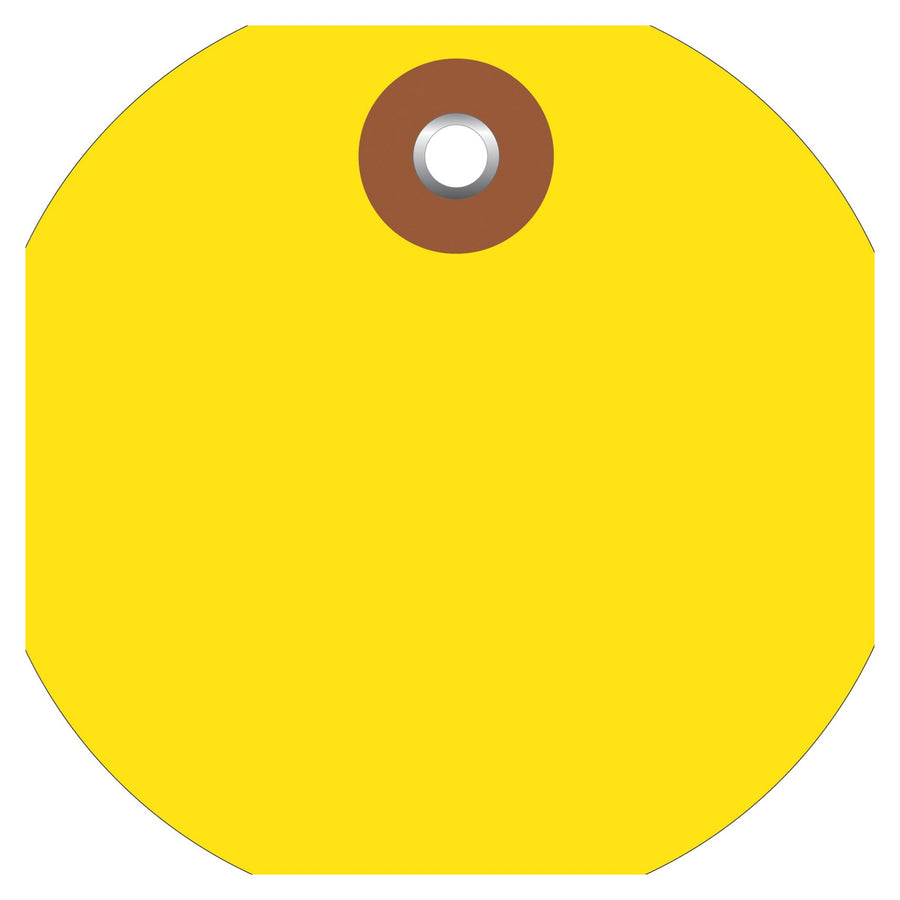 3 in Yellow Vinyl Circle Tags with Metal Eyelet Waterproof 100/Case G26073 - alias listing