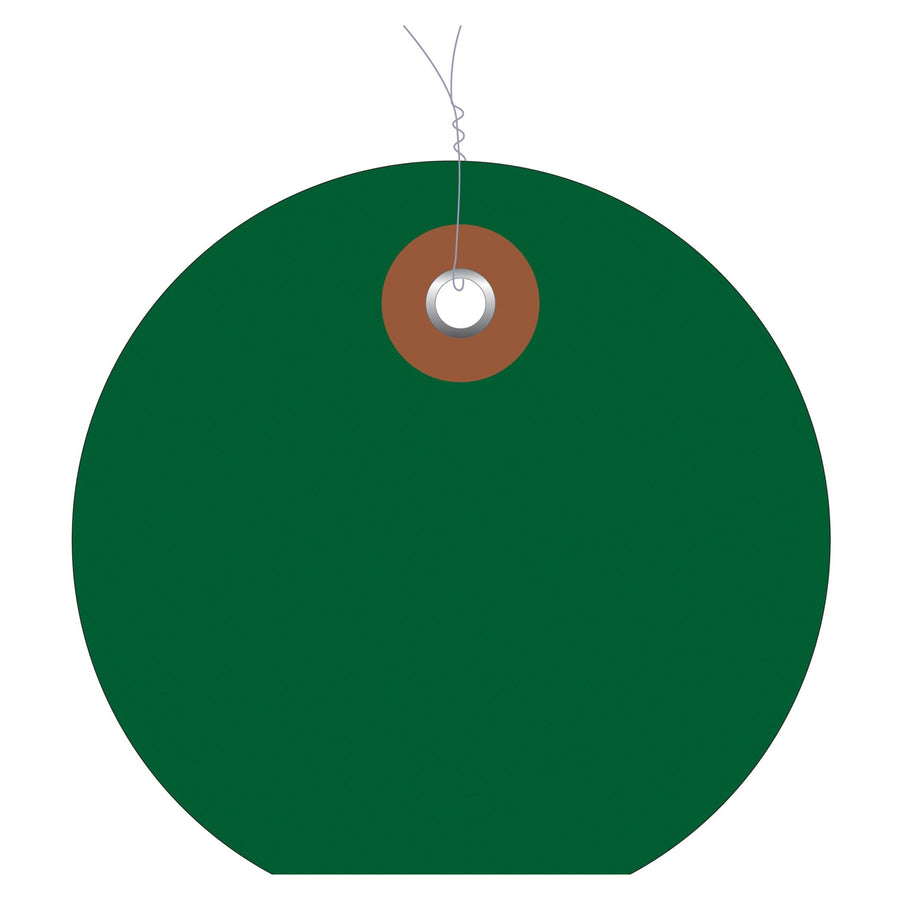 3 in Green Vinyl Circle Tags Pre-Wired Waterproof 100/Case G26075W - alias listing
