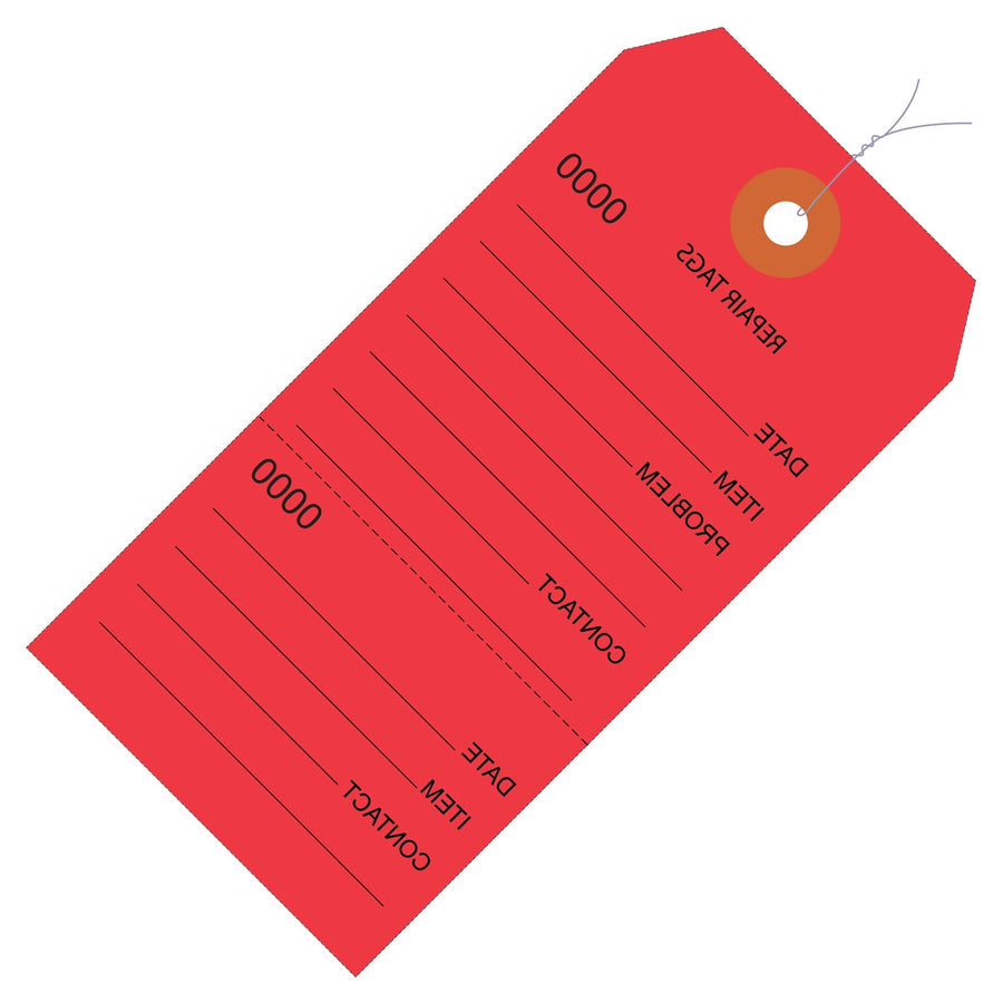 4 3/4 x 2 3/8 in 10 Pt Red Repair Tags Paper Pre-Wired 1000/Case G26201W - alias listing