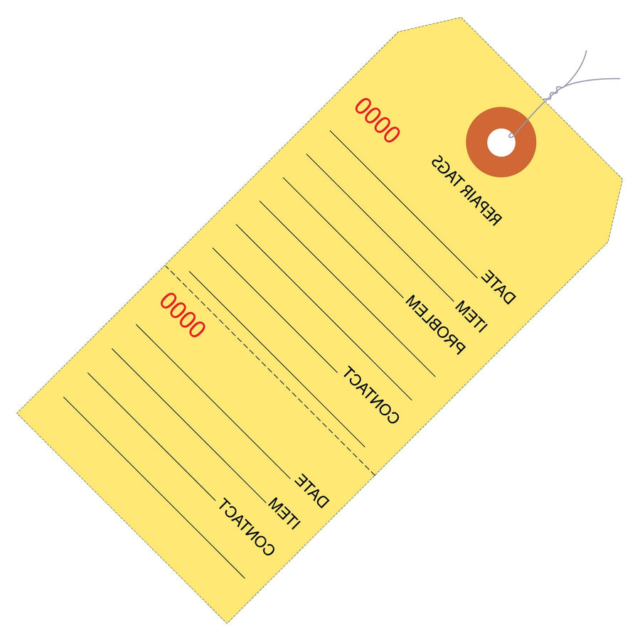 6.25x3.13 10 Pt Yellow Repair Tags Paper Pre-Wired 1000/Case G26202W - alias listing
