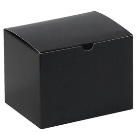 Premium 6" x 4.5" x 4.5" black gloss gift boxes deliver professional retail packaging in a convenient 100-pack case. One-piece construction sets up in seconds with no assembly required. Ships and stores flat for maximum warehouse efficiency.