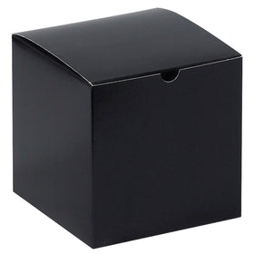 Save space and setup time with these 6x6x6 black gloss gift boxes–one-piece chipboard cartons that ship and store flat. Each case includes 100 boxes with professional black gloss exterior and gray interior. Ideal for retail goods, bowls, and gift packaging.