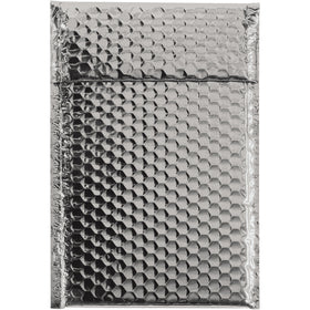 Protect fragile items while elevating your brand with these 11x7.5" silver glamour bubble mailers. Each case includes 72 metallized polyester mailers featuring 92 gauge durability, peel-and-seal convenience, and moisture-resistant construction–ideal for e-commerce packers shipping jewelry, cosmetics, and delicate merchandise.
