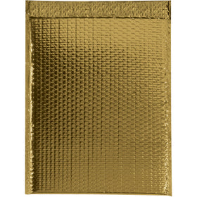 Premium 13 x 17.5" gold metallic bubble mailers combine eye-catching brand appeal with reliable cushioning protection. Each case includes 100 self-seal mailers featuring 92 gauge metallized polyester construction and moisture-resistant properties–ideal for e-commerce packers shipping fragile goods that demand both protection and presentation.
