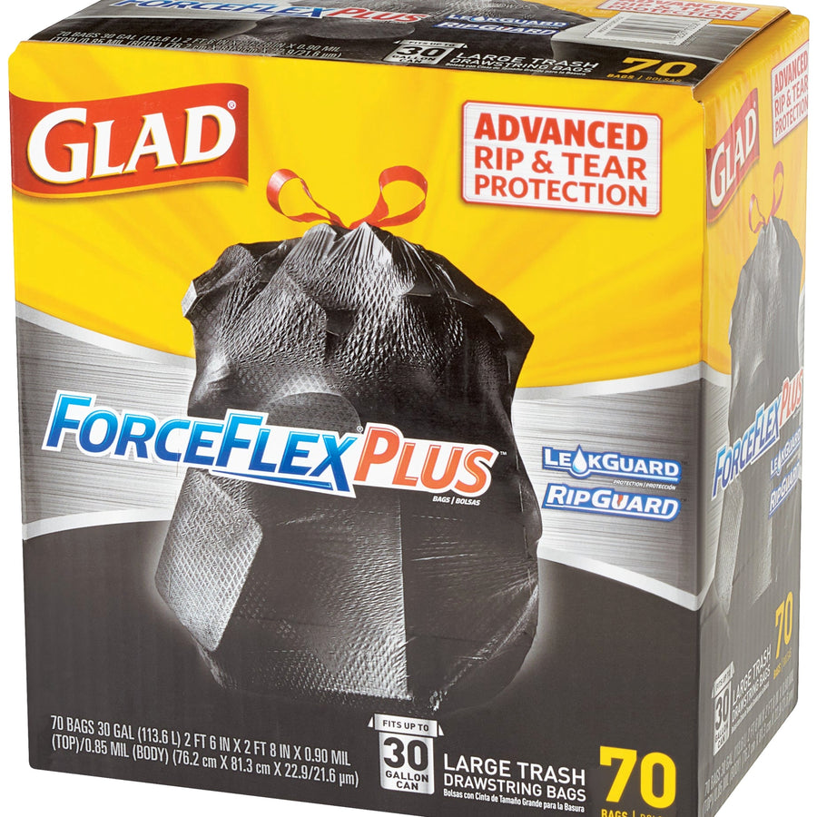 30 Gallon Black Drawstring Trash Bags 70/Case GLAD30FFB