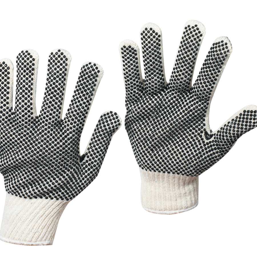 Small Poly/Cotton PVC Dot Knit Gloves 12 Pairs GLV1011S