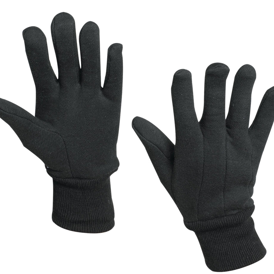 Large Black 100% Jersey Cotton Gloves 12/Case GLV1012L