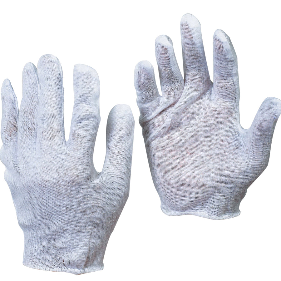 Large 2.5 oz White Cotton Inspection Gloves 12 Pairs GLV1013L