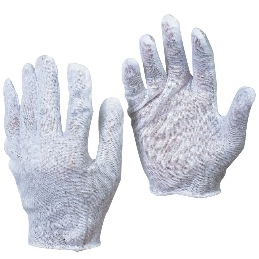 Small 2.5 oz White Cotton Inspection Gloves 12 Pairs GLV1013S