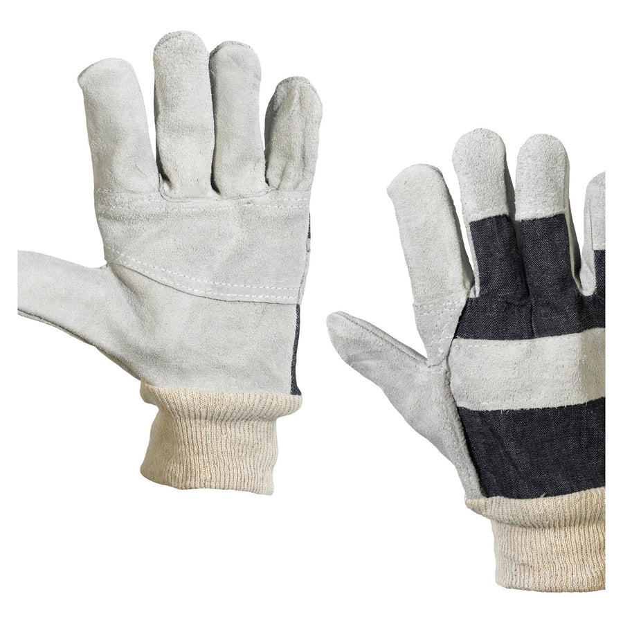 Large Leather Palm Knit Wrist Work Gloves 12 Pairs GLV1020L
