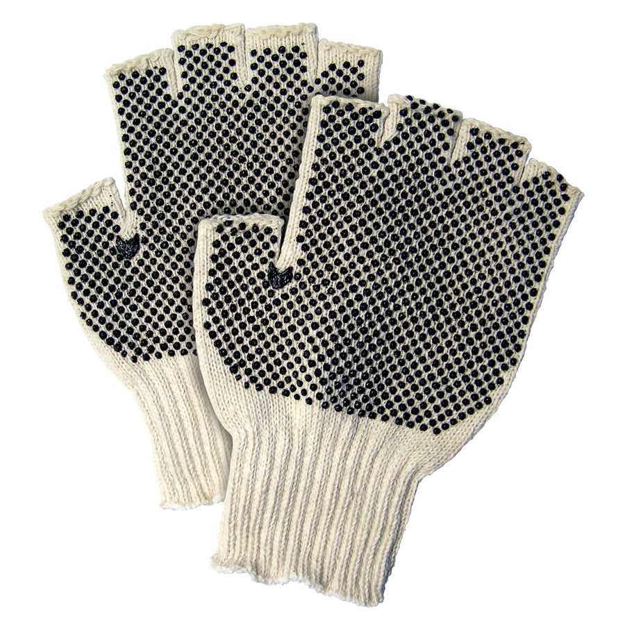 Large Poly/Cotton Fingerless PVC Dot Gloves 12 Pairs GLV1023L