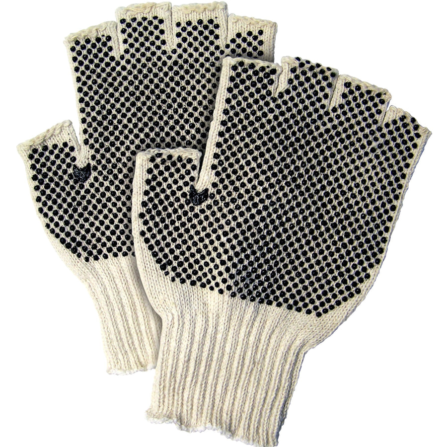 Small Poly/Cotton Fingerless PVC Dot Gloves 12 Pairs GLV1023S