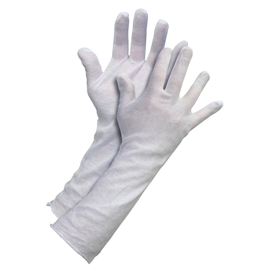 Large 14 in Cotton Inspection Extended Cuff Gloves 12 Pairs GLV1050L