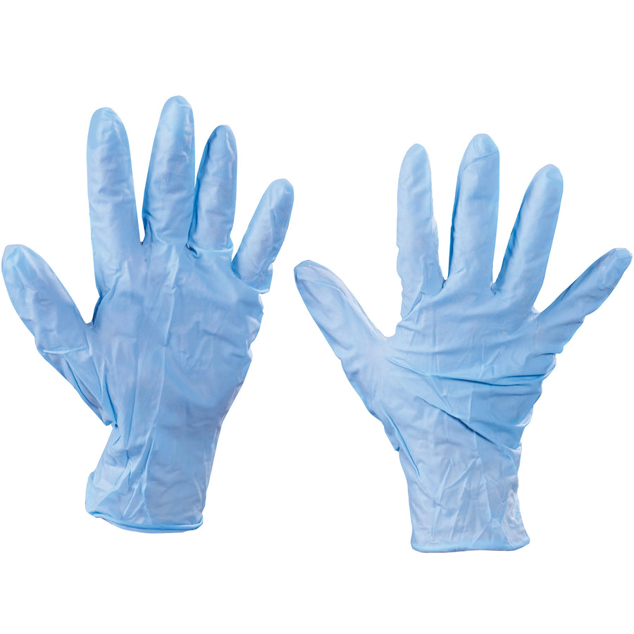 Heavy-duty 6 mil nitrile gloves designed for warehouse and industrial applications where puncture resistance and durability matter. Powder-free, silicone-free formulation reduces skin irritation and shipping compliance issues. Sold by the case of 100 pairs–economical protection for high-volume operations.