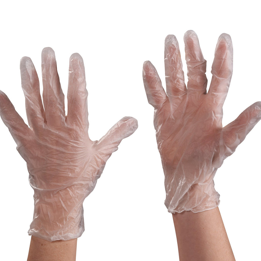 Small 3 Mil Clear Vinyl Powdered Gloves 100/Case GLV2040S