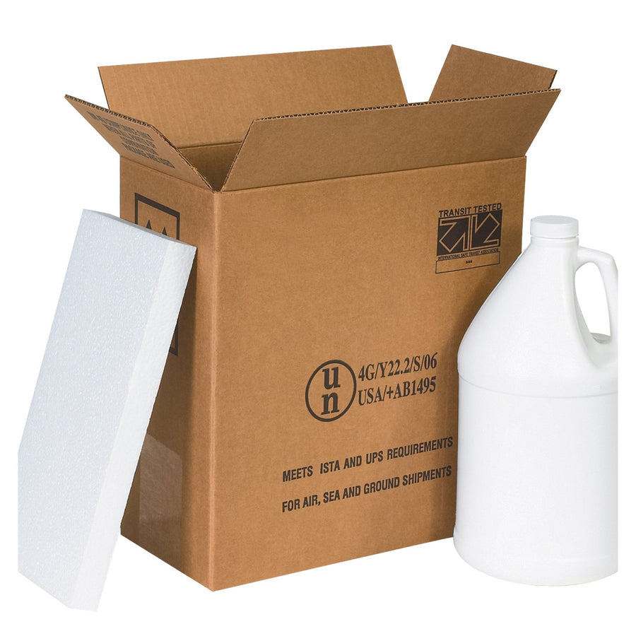 12x6x12.75 ECT-44 DOT Approved Corrugated Hazmat Plastic Jug Shipper Kit HAZ1131