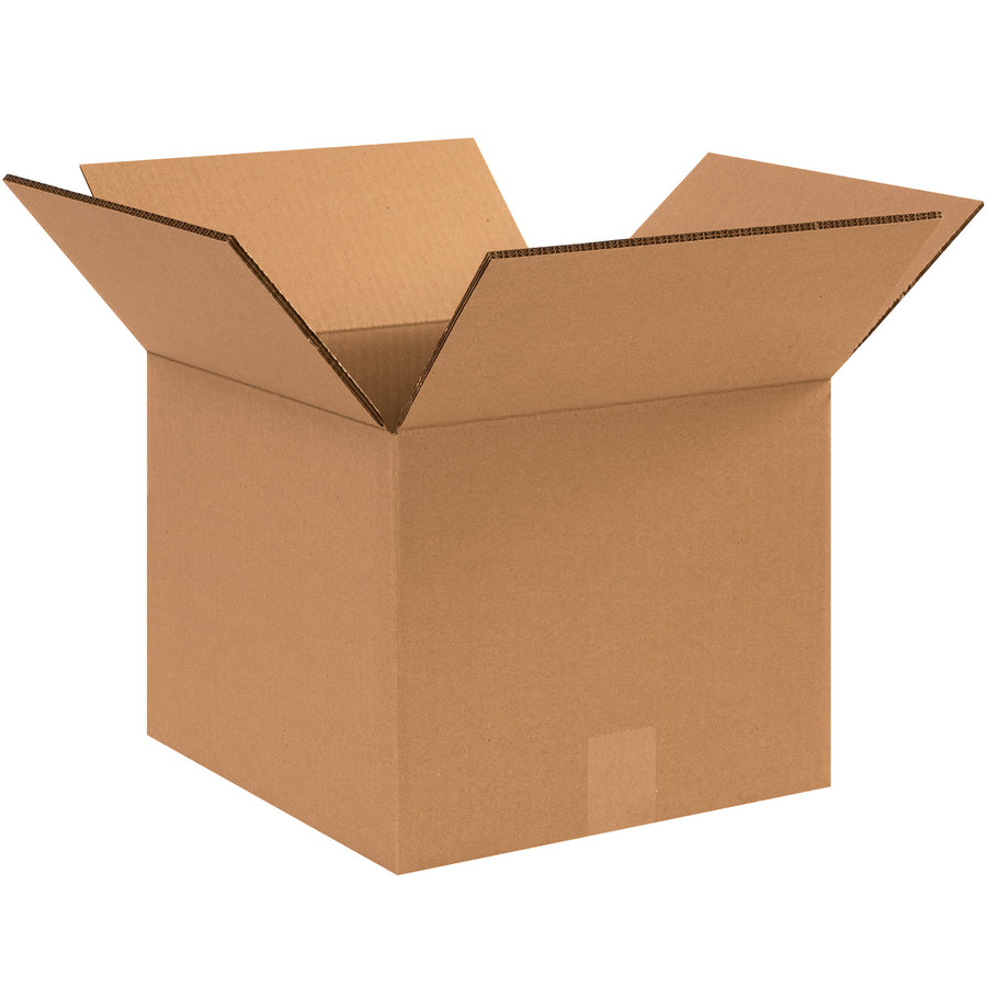 Kraft corrugated shipping boxes built with ECT-44 single wall construction–40% stronger than standard cartons for demanding warehouse operations. 12" x 12" x 10" dimensions ship flat in bundles of 25 to maximize freight efficiency and minimize storage footprint.