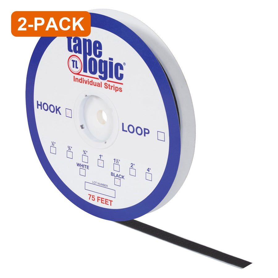 4 in x 75 ft Black Nylon Loop Tape Logic Strips, 2-Pack