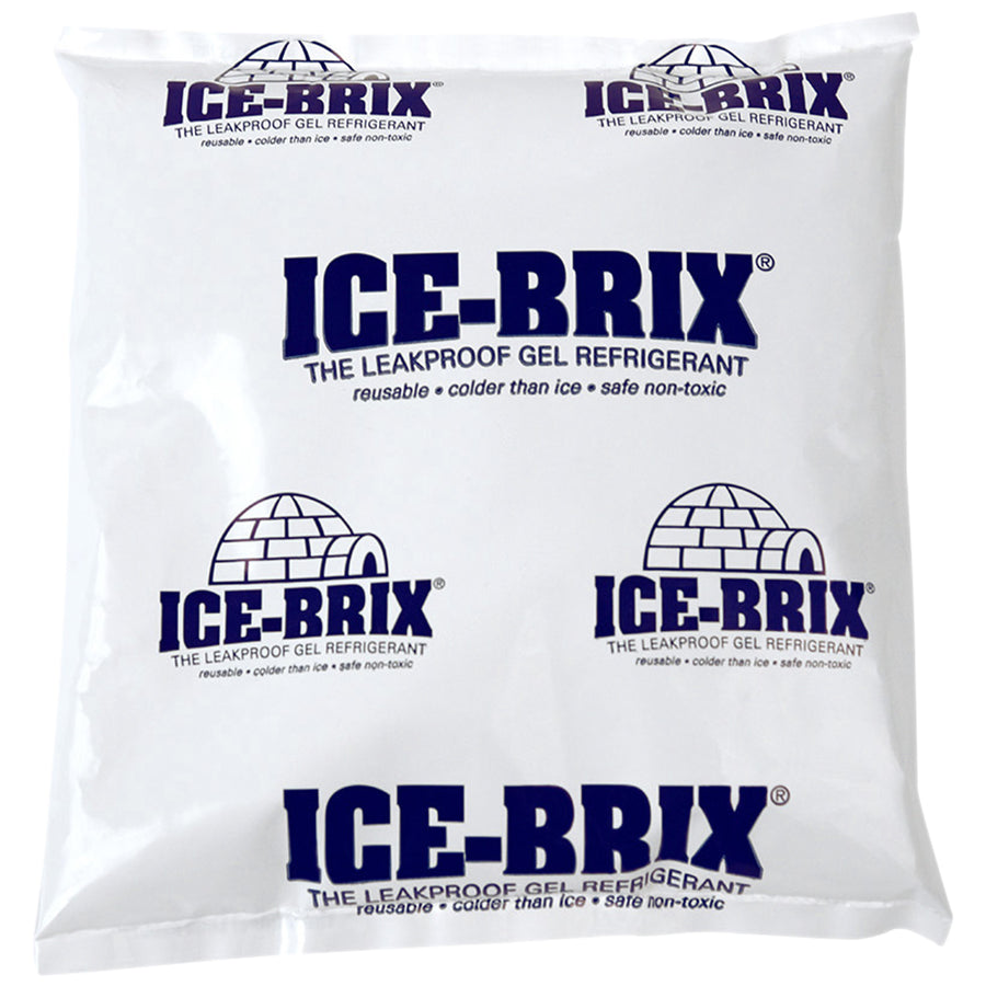 Ice-Brix® 8x8x1.5" gel cold packs stay colder than ice and keep perishables at optimal temperatures for extended shipping periods. Leak-proof, reusable, and formulated with food-safe, non-toxic materials. Economical solution sold as a case of 9 packs.