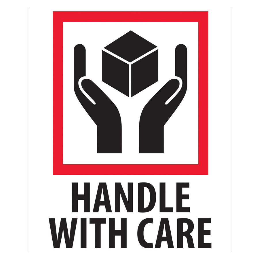 3x4 Handle With Care Labels Semi-Gloss Paper International 500/Roll IPM302 - alias listing