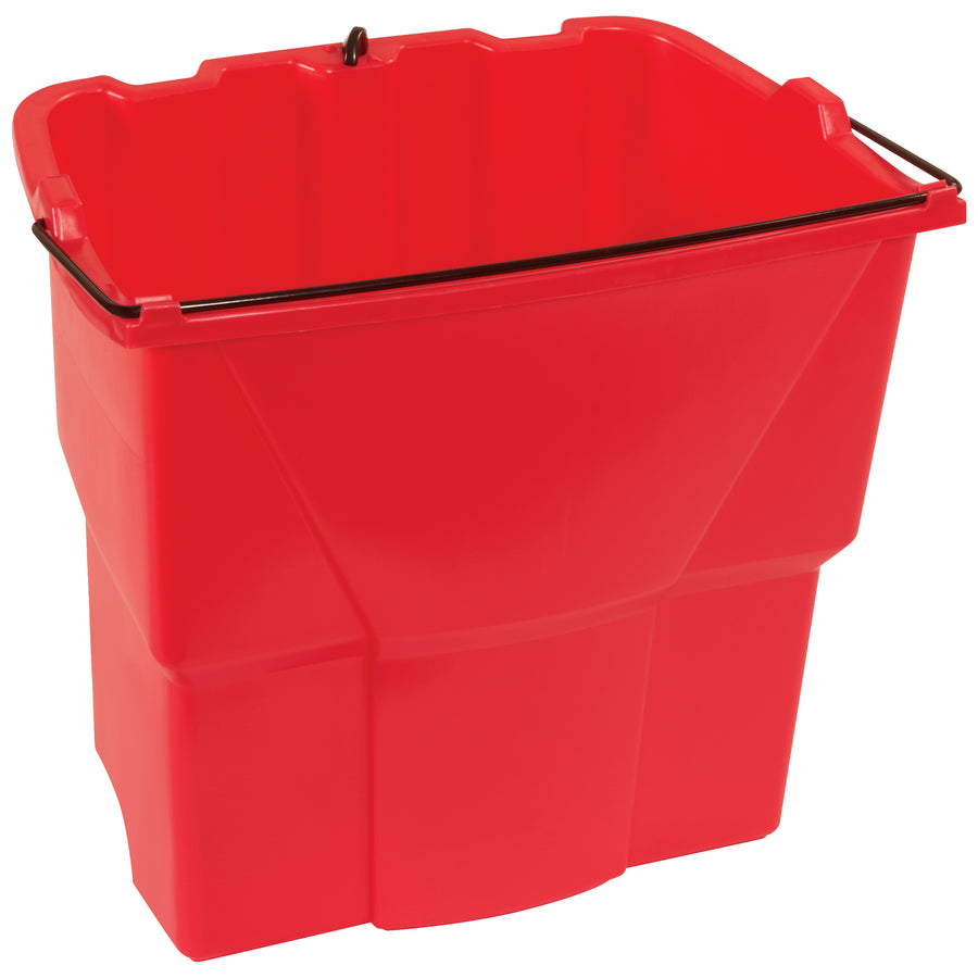 Keep your cleaning water separated and your operations compliant. This red plastic dirty water bucket fits seamlessly under WaveBrake side press and down press wringers (35qt and 44qt models), eliminating cross-contamination and extending mop life. Sold as 1 each–durable, cost-effective janitorial supply.