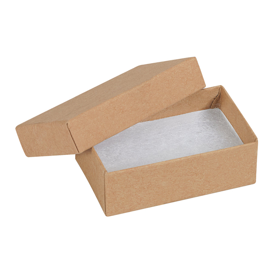 Save assembly time with fully pre-assembled kraft jewelry boxes featuring rigid fibreboard construction and included jeweler's cotton lining. Perfect for retailers and wholesalers shipping delicate items like lockets and charms. Order by the case (100 units) for maximum cost efficiency.