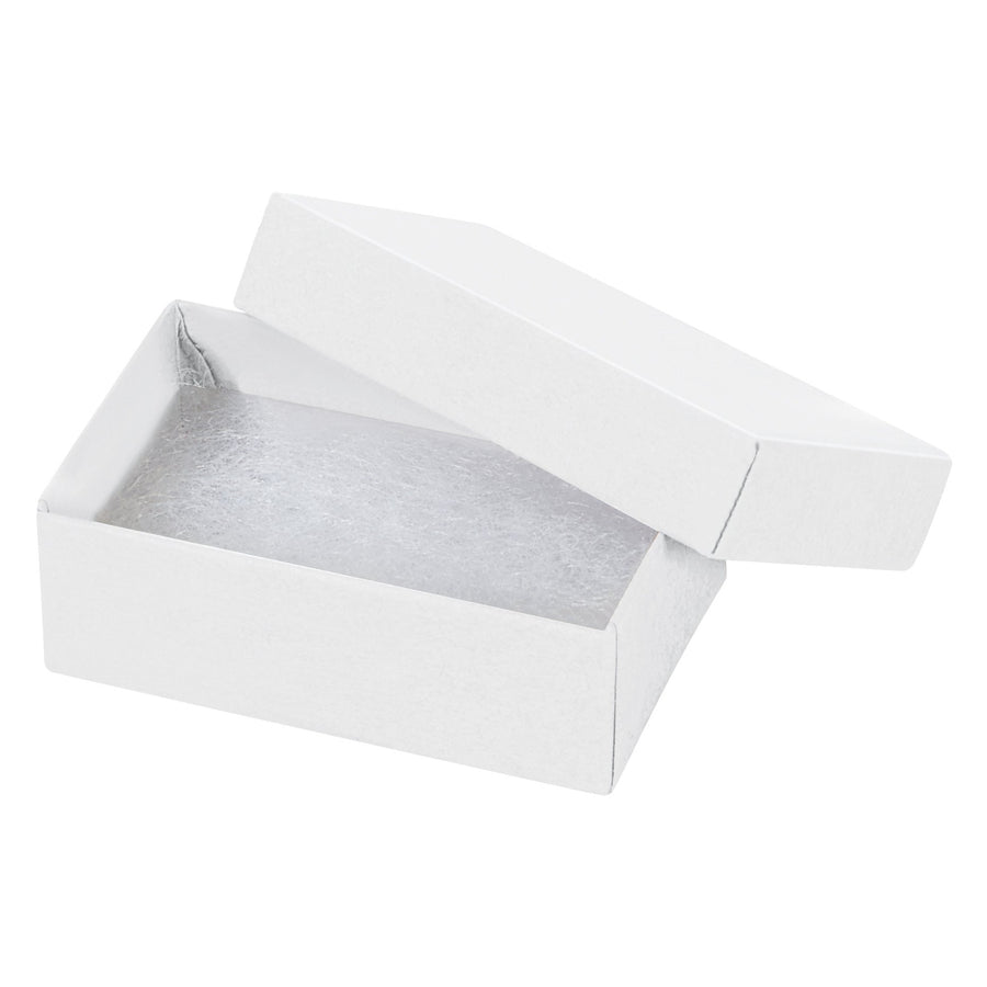 2.5x1.5x0.875 White Fibreboard Rigid Jewelry Boxes 100/Case JB211W