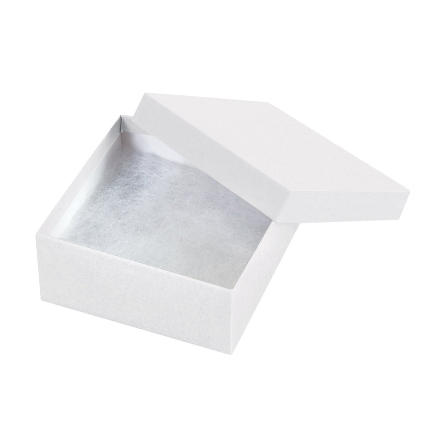 3.5x3.5x1.5 White Fibreboard Rigid Jewelry Boxes 100/Case JB3312W
