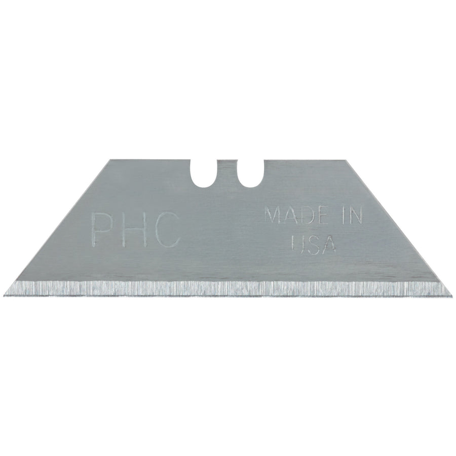 Universal replacement blades designed for maximum durability in high-volume warehouse and shipping room environments. Each case contains 100 .025" metal blades with double-notch design that fit most standard utility knives. Sharp, reliable, and cost-efficient for continuous cutting operations.