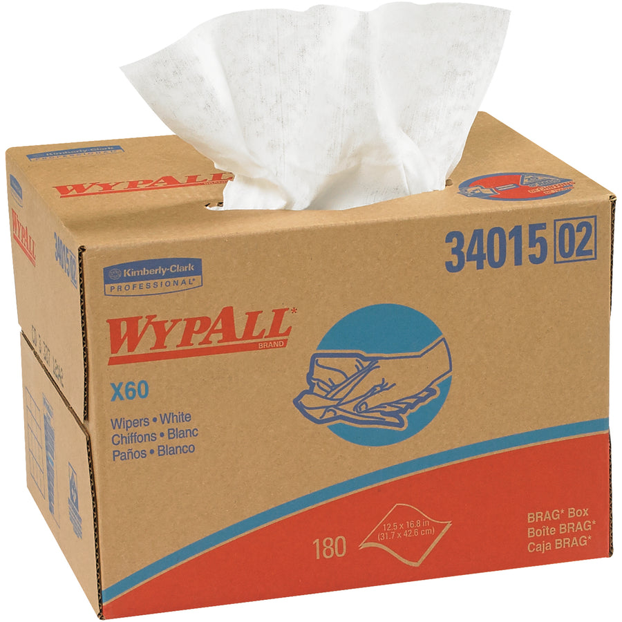 WypALL® X60 industrial wipers combine heavyweight durability with superior absorbency for tough cleaning jobs. At 38 lb. basis weight with reinforced construction, these 12.5 x 16.8" wipers handle heavy scrubbing while remaining soft enough for sensitive surfaces. Order by the case and keep your facility stocked with reliable janitorial supplies.