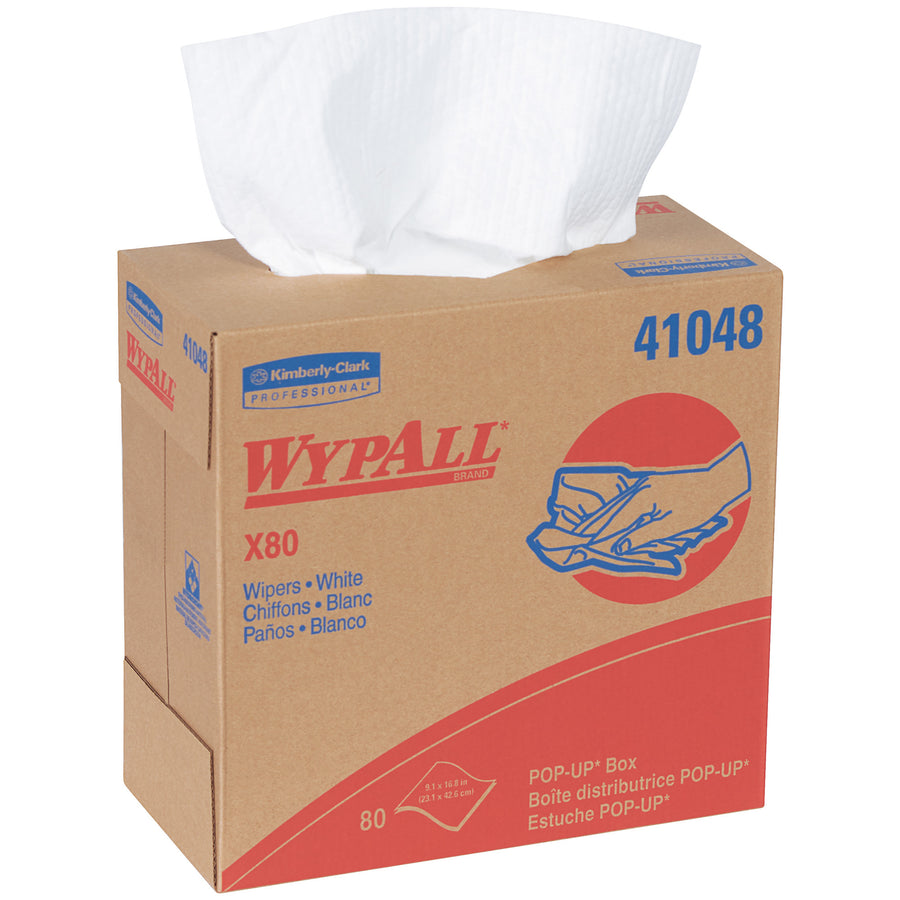 WypALL® X80 heavy-duty wipers deliver superior absorption and strength for industrial facilities, maintenance teams, and manufacturing floors. At 9.1" x 16.8" per wipe, this dispenser box case (5 rolls) outperforms shop towels pound-for-pound while eliminating lint, strings, and metal contamination. Solvent-resistant and engineered for maximum durability and cost-efficiency.