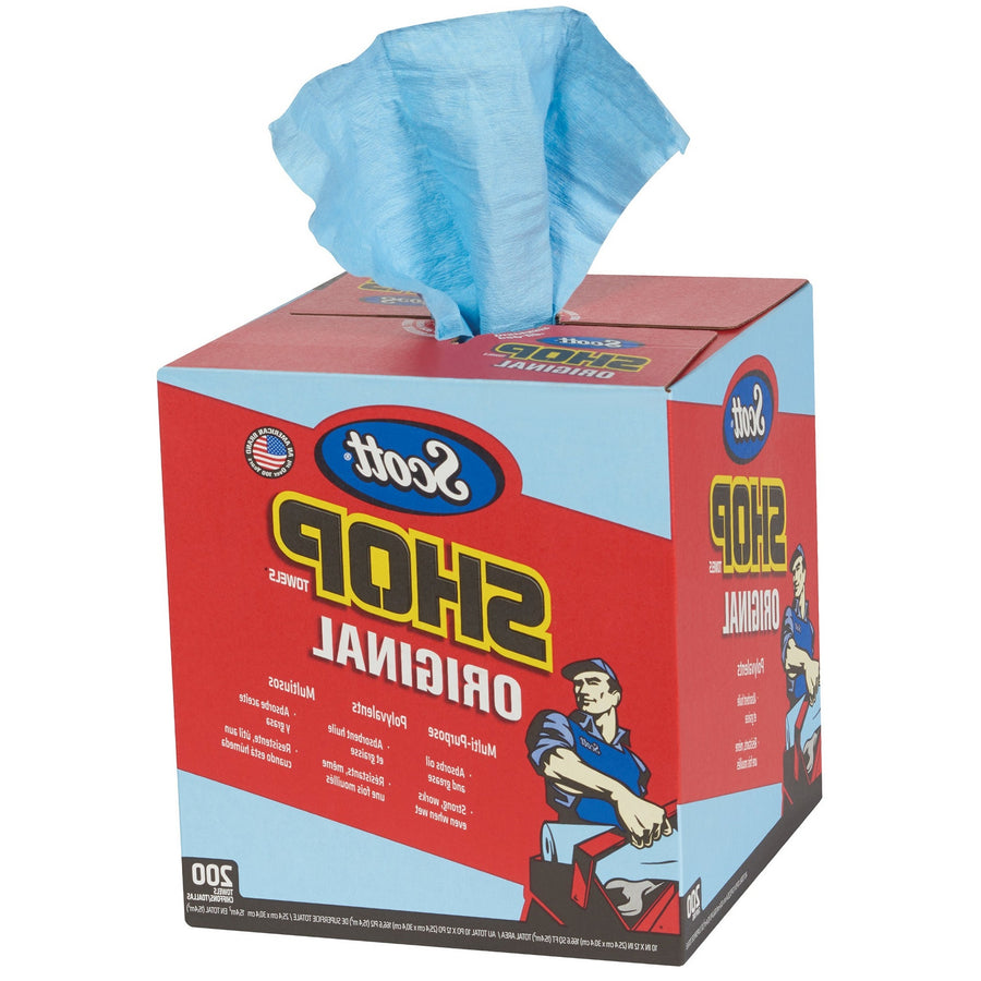 10x12 Blue Scott Shop Towels Pop-Up Box 8/Case KW144