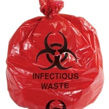 24x24 1.1 Mil 10 Gallon Red Biohazard Can Liners 25/Roll LBF5863R