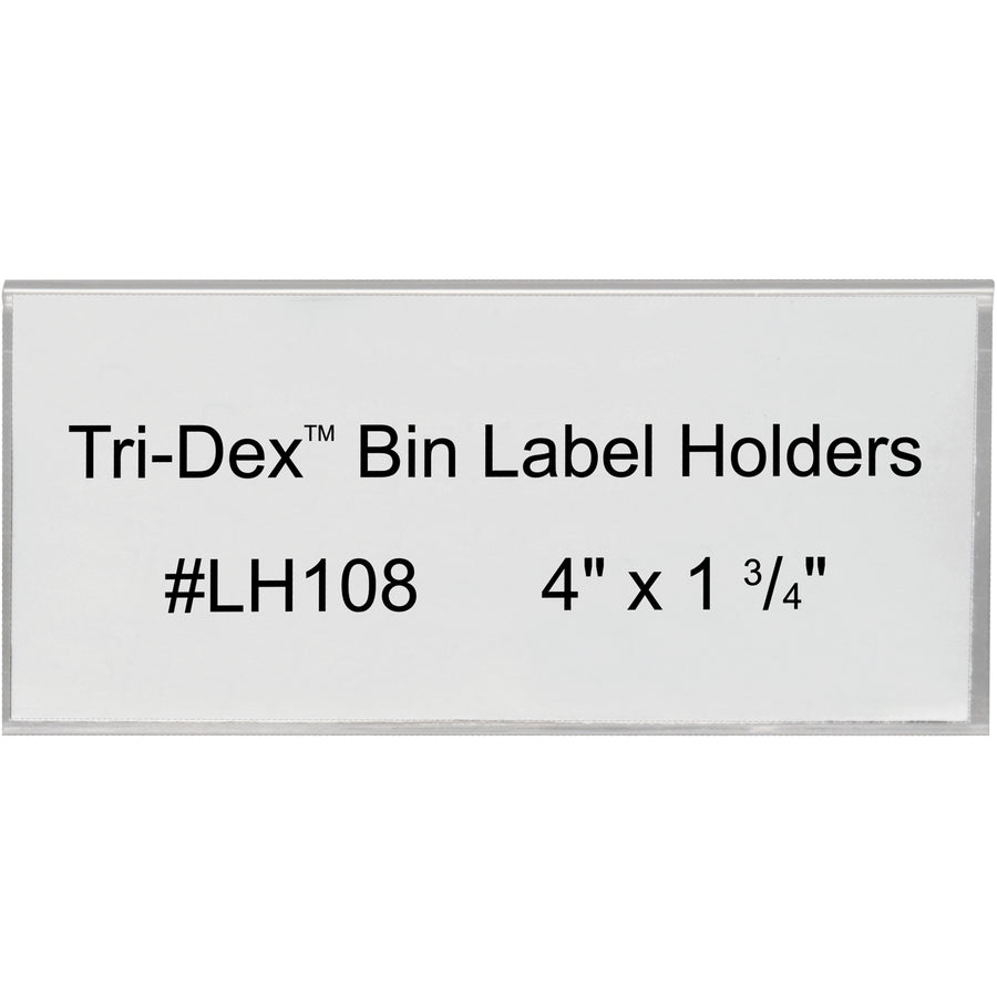 Professional-grade bin label holders designed for shipping coordinators and logistics teams who need fast, reliable inventory identification. These 4" x 1.75" clear plastic holders snap securely into place and accept laser-printed or pre-designed inserts. Sold as a case of 25 units.