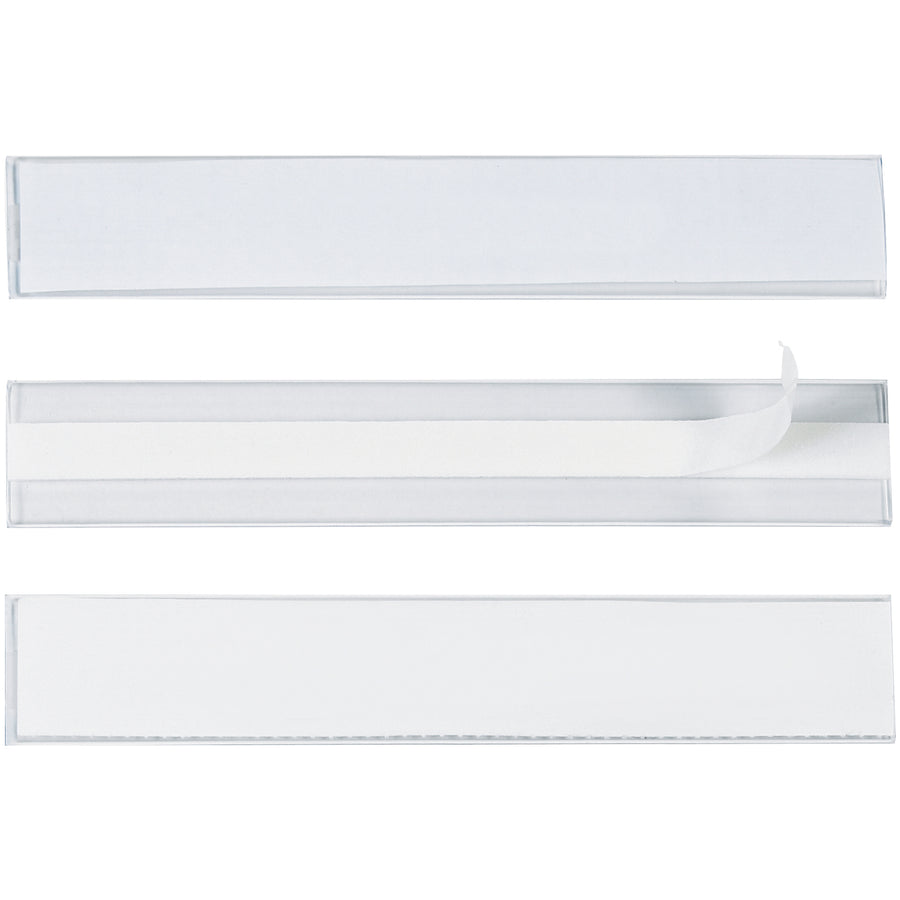 Organize your warehouse racks, bins, and shelves with Hol-Dex® 1x6" clear plastic label holders. Self-adhesive design adheres permanently without peeling or cracking. Case includes 12 holders and white inserts–additional inserts available for quick product ID updates.