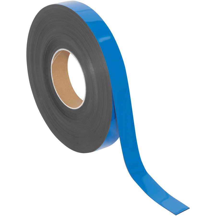 Save time organizing inventory with our 1" x 100' blue magnetic label rolls featuring write-on/wipe-off capability. Backed with durable .030" magnetic material that relocates instantly when inventory moves. Cut to length with scissors–no equipment needed.