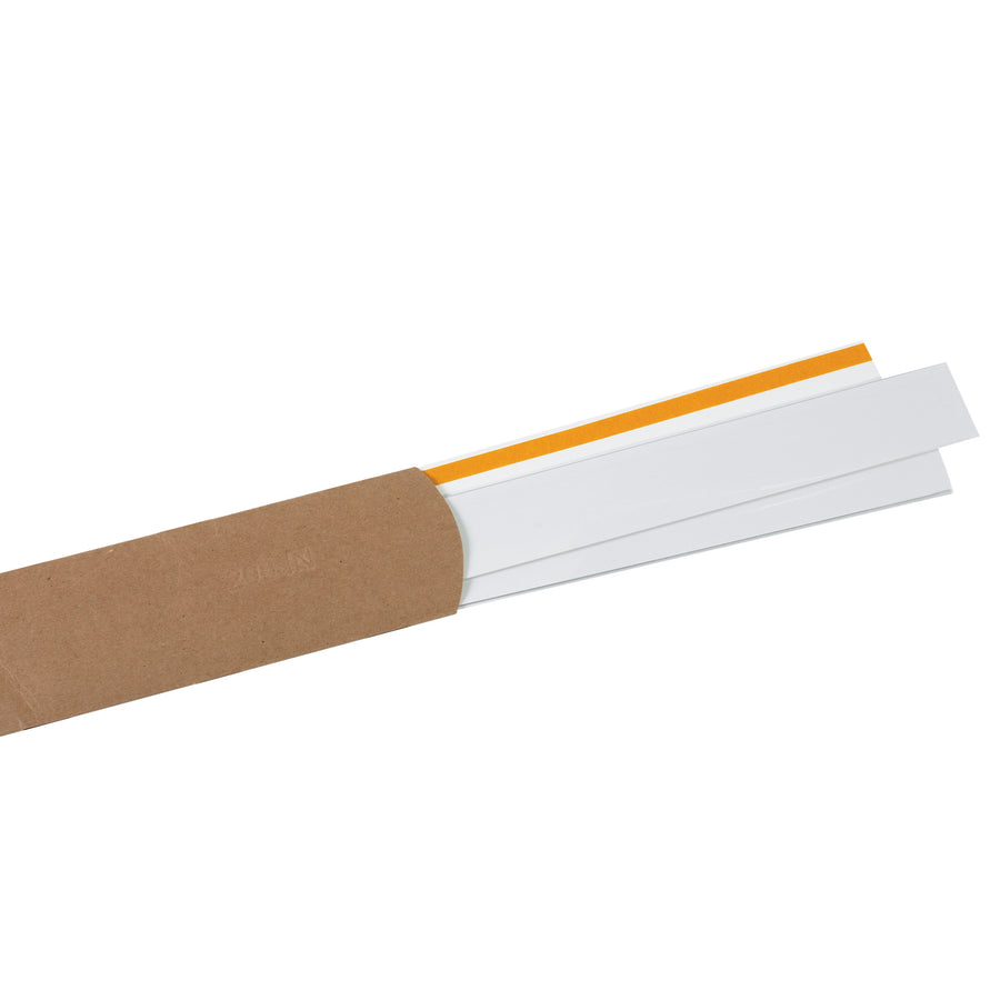 Heavy-duty PVC self-adhesive label holder strips designed for shipping coordinators and warehouse managers who need reliable barcode and document visibility. Each 2" x 48" strip mounts instantly on any surface–cartons, racks, bins, or shelving. Case of 6 strips maximizes your labeling coverage with zero setup time.