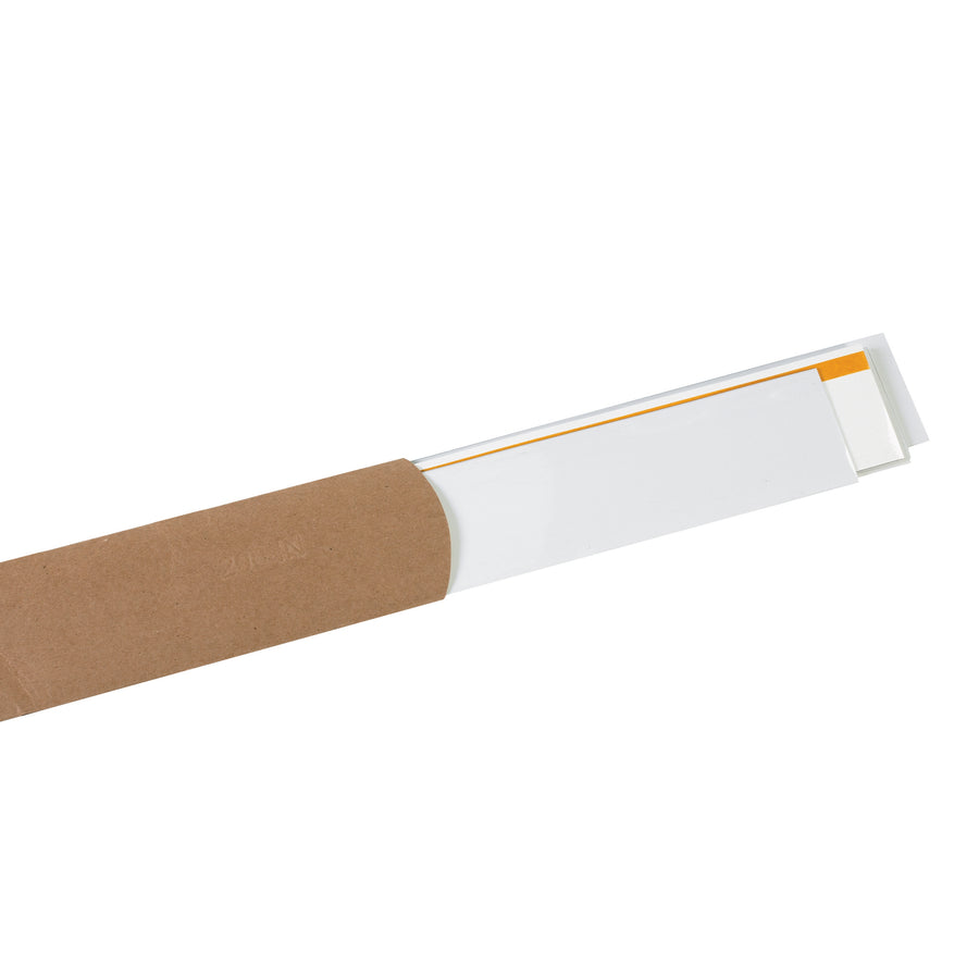 Mount barcodes, shipment info, and warehouse labels anywhere with Packrift's 3" x 48" heavy-duty PVC Slip-Strip™ label holders. Self-adhesive design sticks to shelving, bins, pallets, and racking systems without tools. One case includes 6 strips for maximum warehouse coverage.