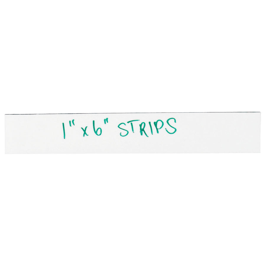 Speed up warehouse operations with 1" x 6" white magnetic strips that wipe clean and reuse endlessly. Durable .030" backing handles heavy-duty rack labeling, shipping room use, and inventory management. Case of 25 pre-cut magnetic labels eliminates adhesive mess and cuts labor time.