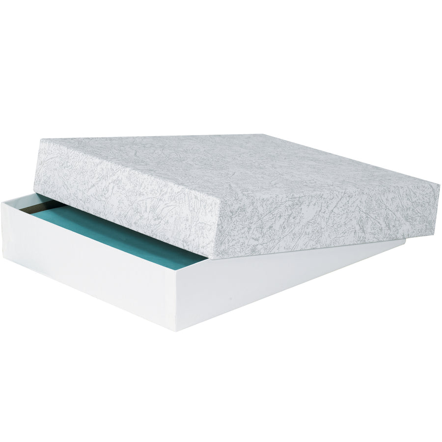Professional-grade set-up cartons in gray leatherette, fully assembled and ready to ship. Ideal for stationery, business cards, and letterhead storage. Durable two-piece fibreboard construction eliminates folding and setup time–order by the case of 40 and save.