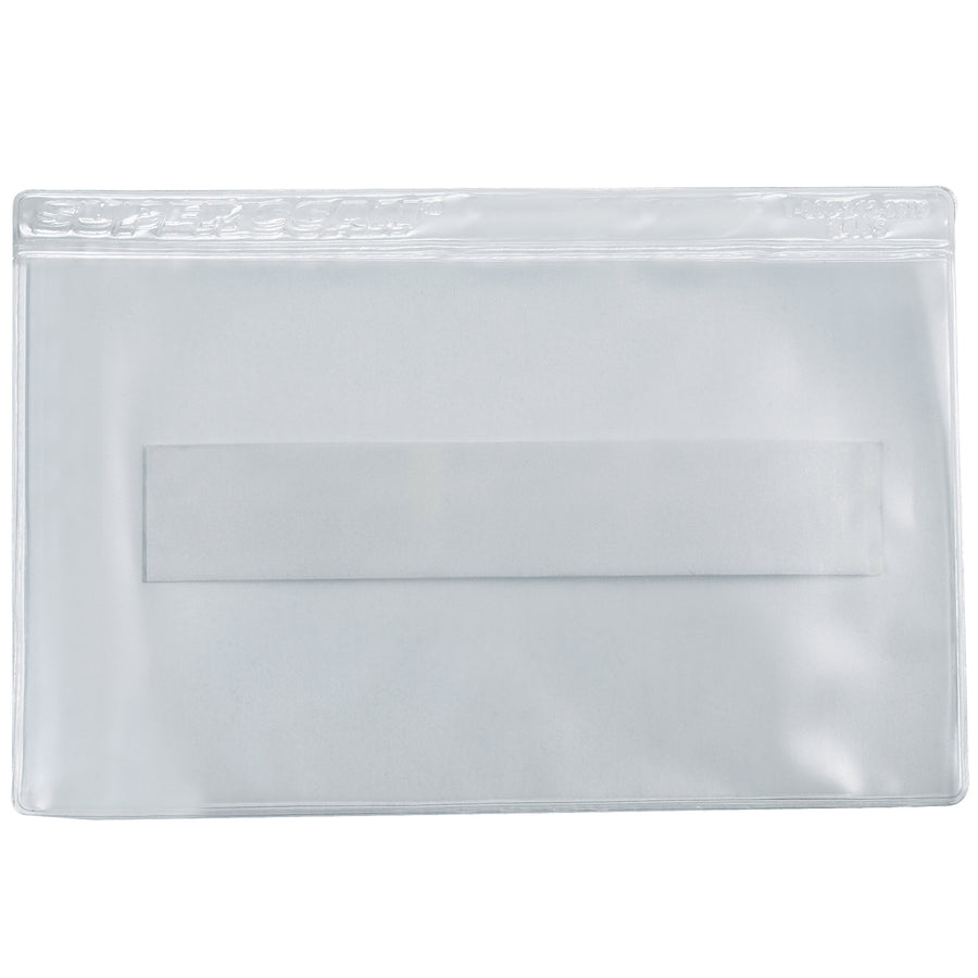 Clear Super-Scan® Press-On Vinyl Envelopes deliver professional rack labeling for warehouses and pallet operations. Pre-sized 2" x 3.5" with convenient long-side open design and self-adhesive backing for instant installation. Case includes 50 holders plus white inserts for laser and inkjet printing.