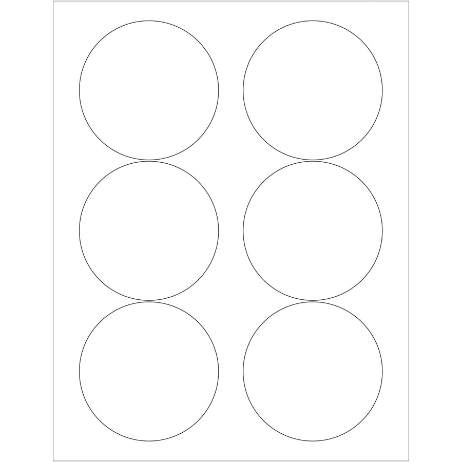 Professional-grade 3.33" white circle laser labels engineered for shipping coordinators and logistics teams who demand reliable, compliant labeling at scale. 48 lb face sheet with permanent adhesive bonds instantly to paper, corrugated, plastic, metal, and glass. Case of 600 labels–ready to print with laser or inkjet.