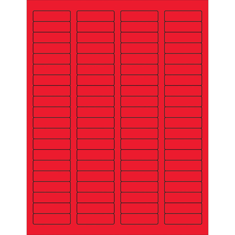 High-visibility fluorescent red rectangle laser labels sized 1.75" x 0.5" with permanent acrylic adhesive–the industry standard for compliant shipping and logistics operations. Compatible with laser and inkjet printers, these printable labels stick reliably to corrugated, plastic, metal, and glass surfaces. Case of 8,000 labels with free Microsoft Word template for immediate deployment.