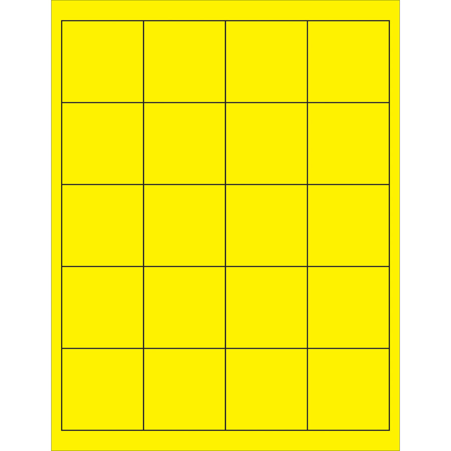 High-visibility 2" x 2" fluorescent yellow laser labels designed for shipping coordinators and logistics professionals who need guaranteed compliance visibility and tracking accuracy. Permanent acrylic adhesive bonds to corrugated, plastic, metal, and glass surfaces. Case of 2000 labels ready to print.