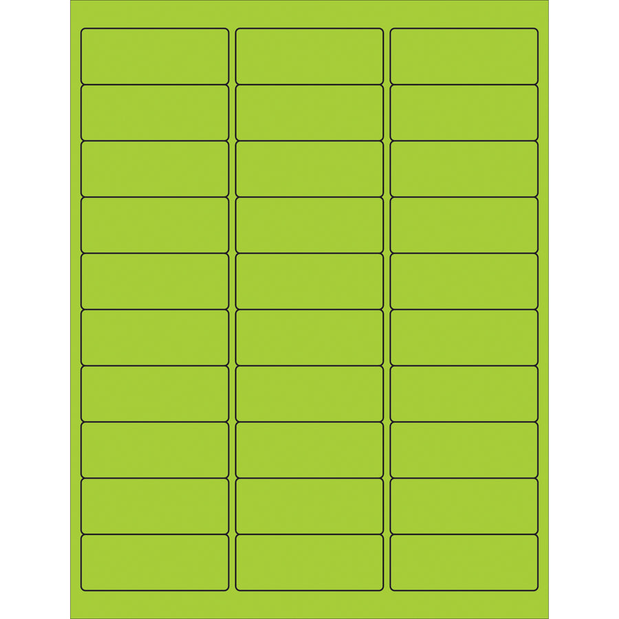 Fluorescent green laser labels in 2 5/8" x 1" size deliver maximum visibility for shipment marking, compliance labeling, and inventory tracking. Permanent acrylic adhesive adheres reliably to corrugated boxes, plastic, metal, and glass surfaces. Case of 3,000 labels‚ready to print and deploy immediately.