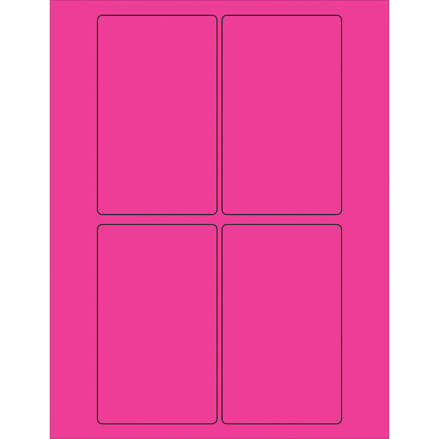 High-visibility fluorescent pink rectangle laser labels designed for shipping coordinators and logistics professionals who need maximum visibility and compliance. 3" x 5" labels with permanent acrylic adhesive work on corrugated, plastic, metal, and paper surfaces. Case of 400 labels compatible with laser and inkjet printers.