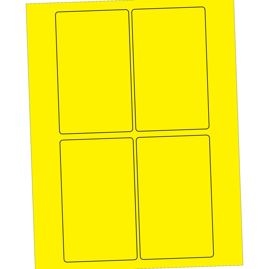 3x5 Fluorescent Yellow Permanent Acrylic Laser Labels 400/Case LL175YE - alias listing