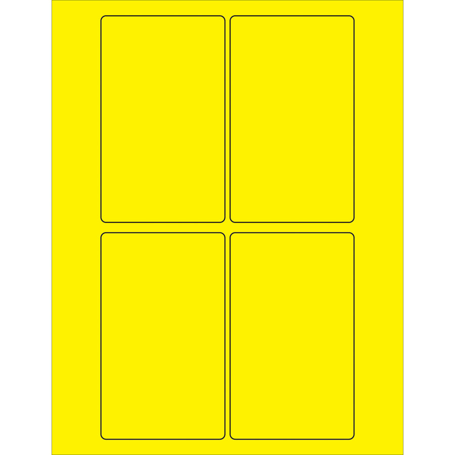 High-visibility 3" x 5" fluorescent yellow rectangle laser labels engineered for shipping coordinators and logistics professionals. Permanent acrylic adhesive bonds instantly to corrugated, plastic, metal, glass, and paper surfaces. Case of 400 labels works with both laser and inkjet printers.